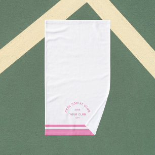 Pink PKBL Social Club Crest Pickleball Hand Towel