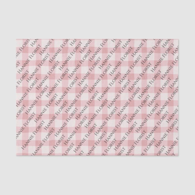 Pink Plaid All-Over Print Text Tissue Paper (Front)