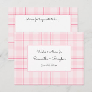 Pink Plaid Baby Shower Advice Cards