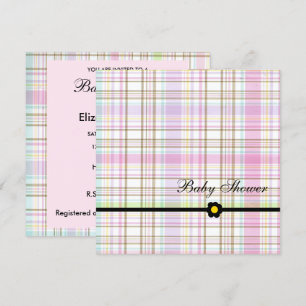 Pink Plaid Baby Shower Invitation