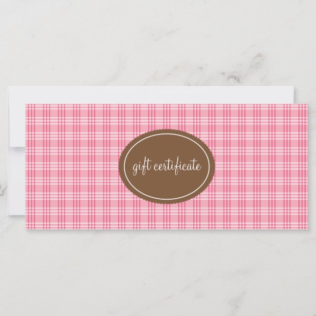 Pink Plaid Boutique Style Gift Certificates (Front)