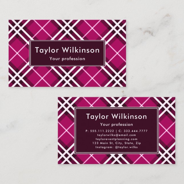 Pink Plaid Business Card (Front/Back)