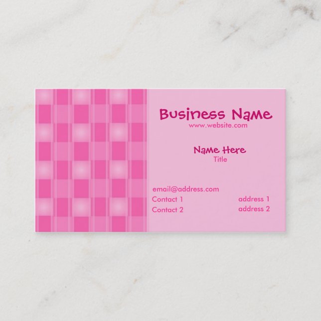 Pink Plaid Business Card (Front)