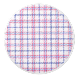 Pink Plaid Ceramic Knob