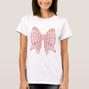 Pink Plaid Coquette Bow T-Shirt – Cute Pastel Aest