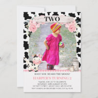 Pink Plaid Cow Print Pink Floral Photo Birthday