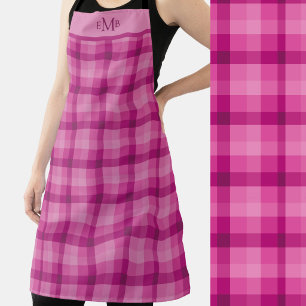 Pink Plaid Custom Monogram Initials Apron