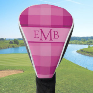 Pink Plaid Custom Monogram Initials Ladies Golf Head Cover