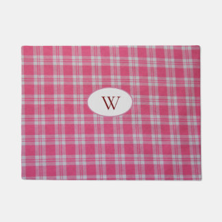 Pink plaid doormat