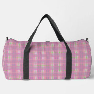 Pink Plaid Duffel Bag, Large Duffle Bag