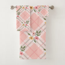 Pink Plaid Floral Monogram