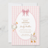 Pink Plaid Goose Duck Coquette Baby Shower