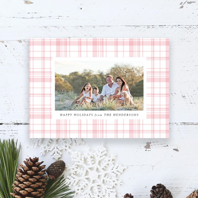 Pink Plaid Holidays Holiday Card (Creator Uploaded)
