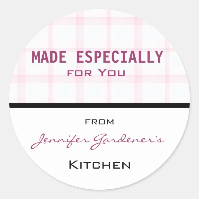 Pink Plaid Jar Sticker (Front)