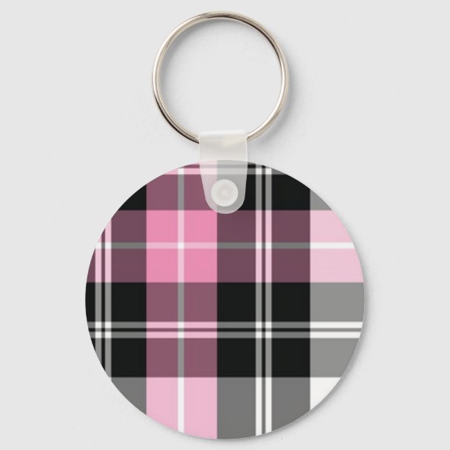 pink plaid key ring (Front)