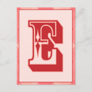 Pink Plaid Letter "E" Typography Banner Card