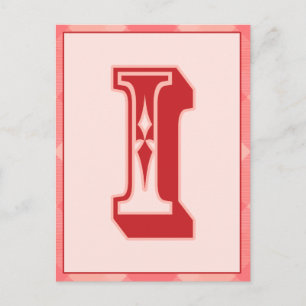Pink Plaid Letter "I" Typography Banner Card