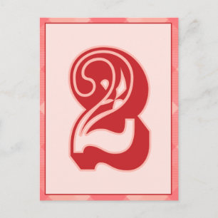 Pink Plaid Number "2" Typography Banner Card