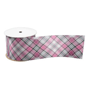 Pink Plaid Pattern Chic Satin Ribbon