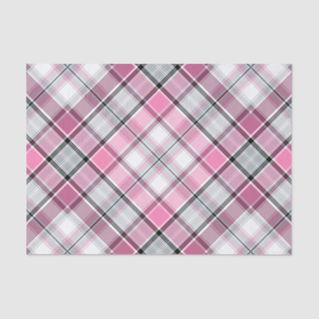 Pink Plaid Pattern Chic Tissue Paper (Front)