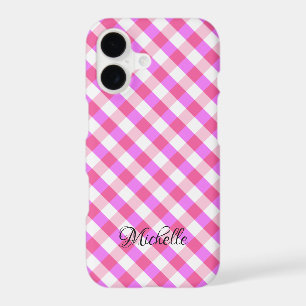 Pink Plaid Pattern custom name phone cases