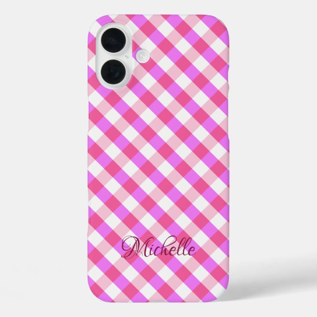 Pink Plaid Pattern custom name phone cases (Back)