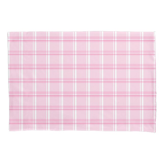 Pink Plaid Pattern Pillowcase (Front)
