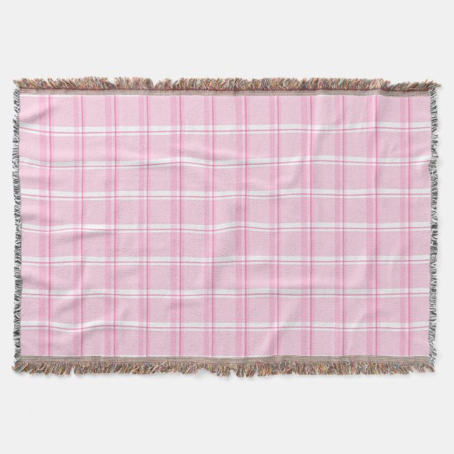 Pink Plaid Pattern Throw Blanket (Front)