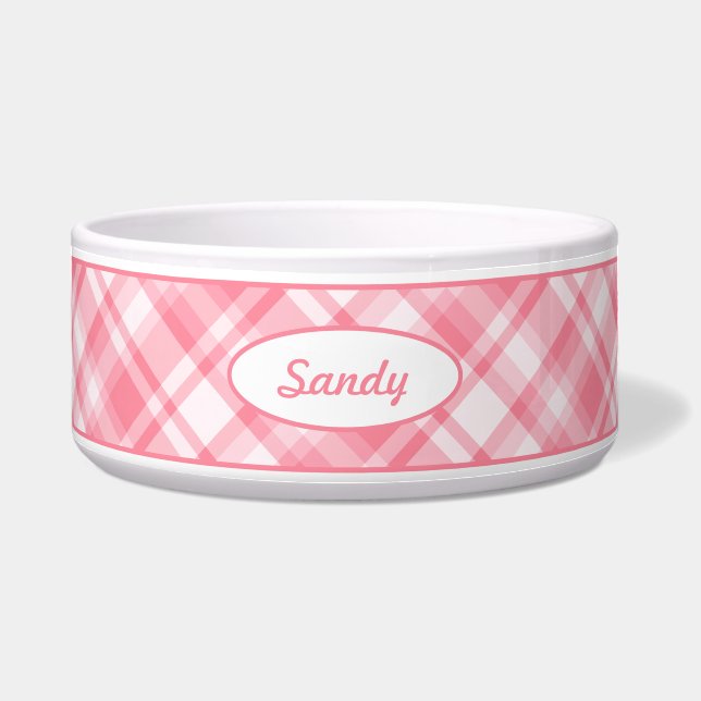 Pink Plaid Pattern With Custom Pet Name (Front)