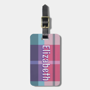 Pink Plaid Preppy Girl Personalised School Bag Tag
