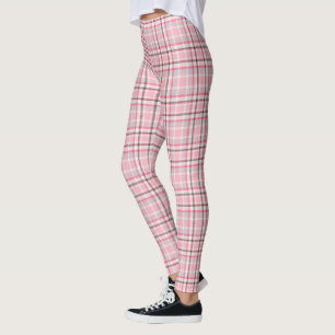 Pink Plaid Print Women's Leggings