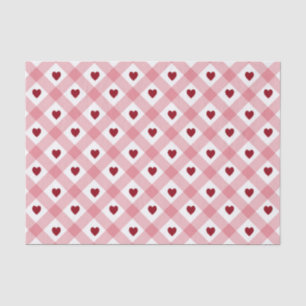 Pink Plaid Red Hearts  Tissue Paper