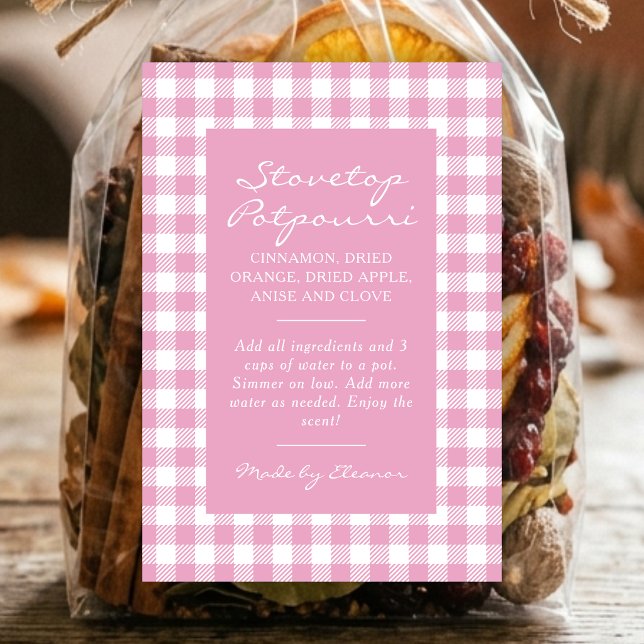 Pink Plaid Simmer Pot Kit Label (Creator Uploaded)
