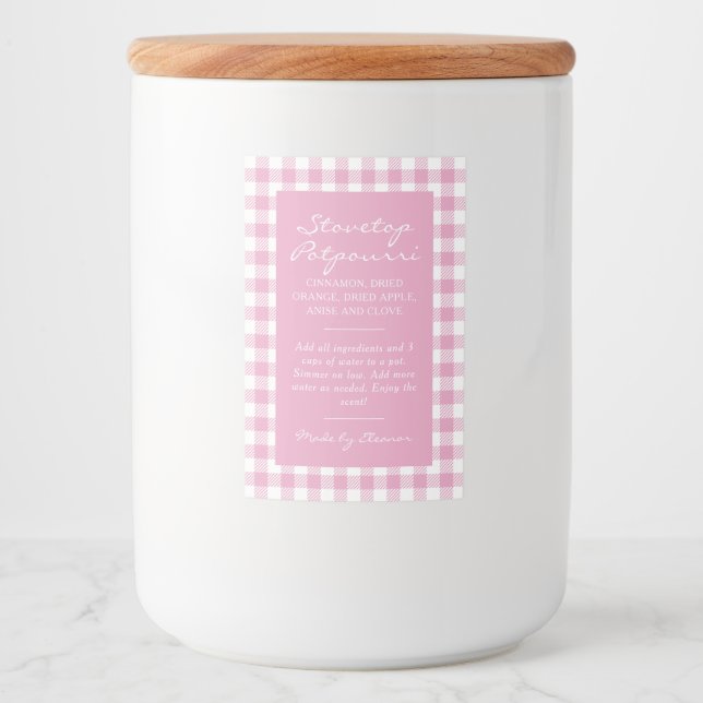 Pink Plaid Simmer Pot Kit Label (Front)