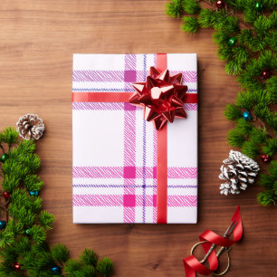 Pink Plaid Simple Modern Christmas Wrapping Paper