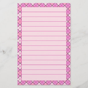 Pink Plaid Stationery Lined