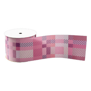 Pink Plaid Tartan 3" Wide Grosgrain Ribbon