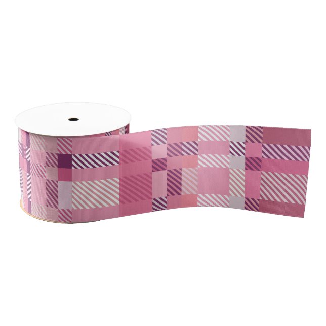 Pink Plaid Tartan 3" Wide Grosgrain Ribbon (Spool)