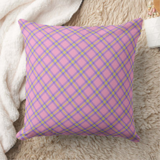 Pink Plaid Tartan Kaleidoscope Cushion