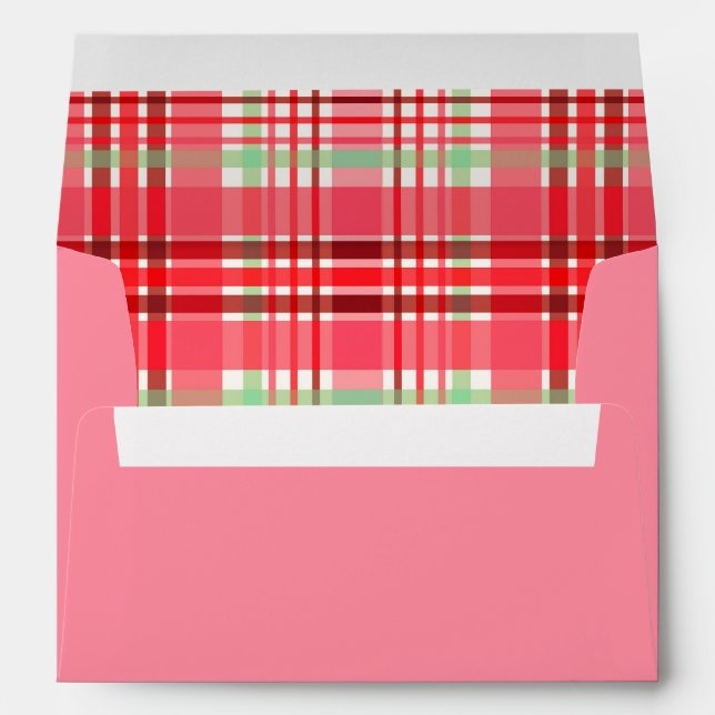 Pink Plaid Tartan Pattern Envelope (Back (Bottom))