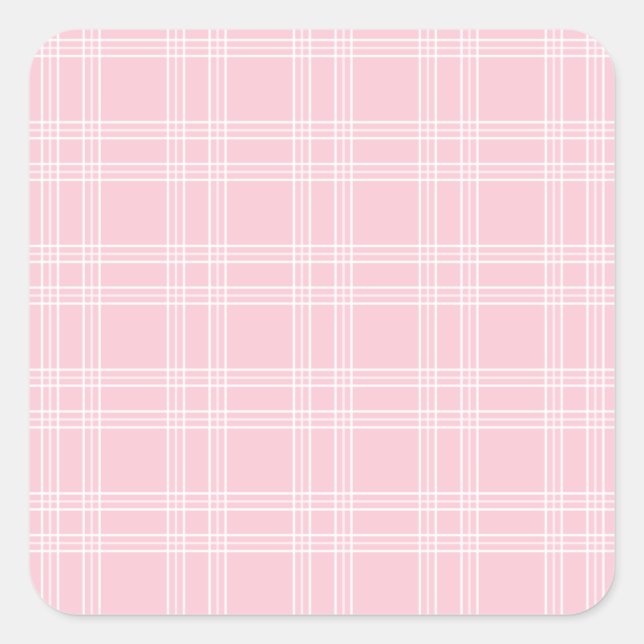 Pink Plaid Tartan Square Sticker (Front)