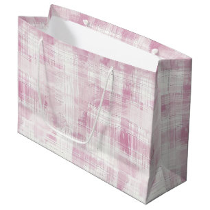 Pink Plaid White Stripes Birthday Large Gift Bag