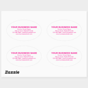 Pink Plain Texts Business Brand on White Oval Sticker