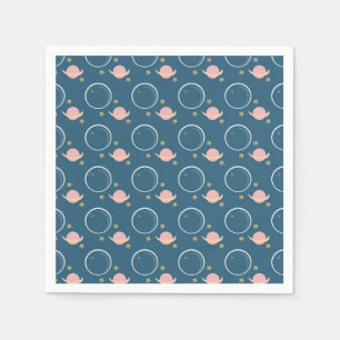 Pink Planets Moon Galaxy Girls Birthday Party Napkin