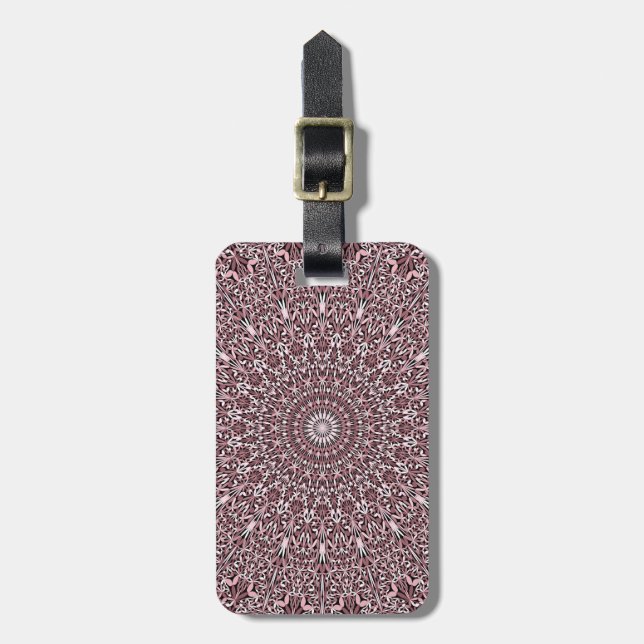 Pink Plant Mandala Luggage Tag (Front Vertical)