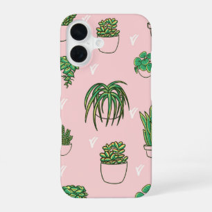 Pink Plant Paradise – Cute Houseplant iPhone 16 Case