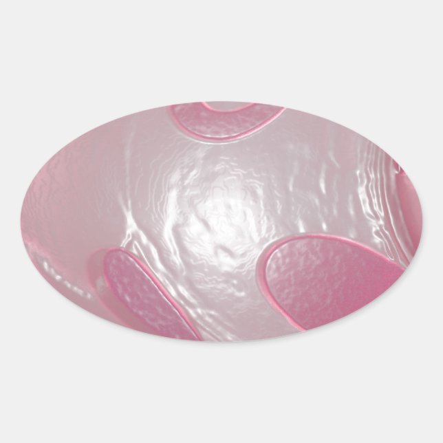 pink plastic oval sticker (Front)