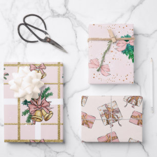 pink playful girly holiday wrapping paper sheets
