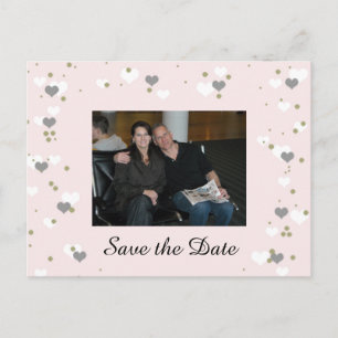 Pink Playful Hearts Save the Date Announcement Postcard