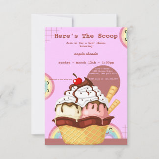 Pink Playful Ice Cream baby shower invatation RSVP Card